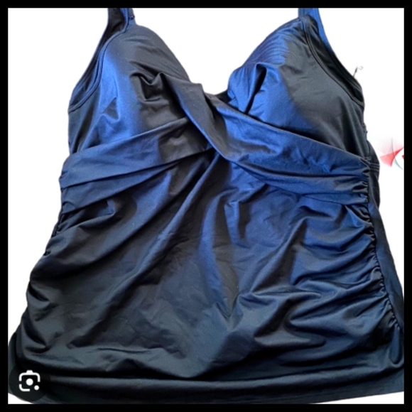 Land's End Tummy Control 2-Piece Tankini Swimsuit Navy Blue - Size 20W - Picture 7 of 10
